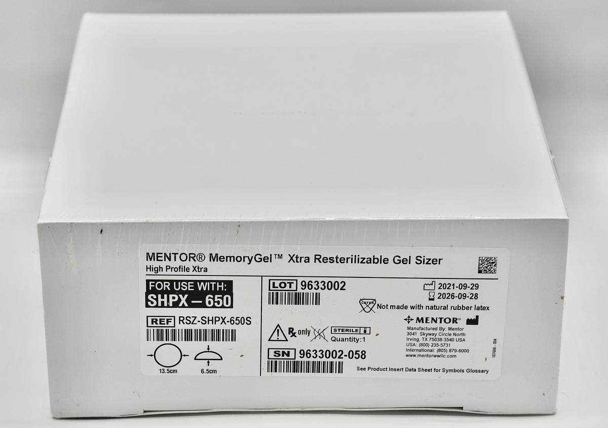 MENTOR RSZ-SHPX-650S MemoryGel Xtra Resterilizable Gel Sizer High Profile Xtra for use with SHPX-650, In-Date