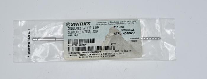SYNTHES 311.63 CANNULATED TAP FOR 4.0MM CANNULATED SRCRES/147MM
