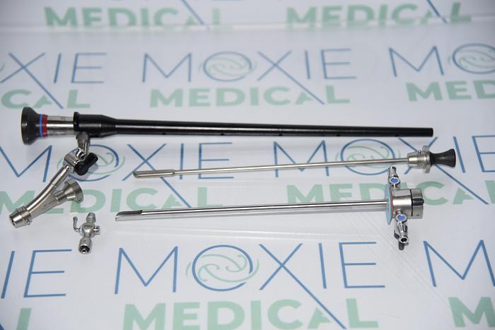 Used Olympus A22002A 4MM 30° AUTOCLAVABLE CYSTOSCOPE WITH A20976A BRIDGE SINGLE CHANNEL, A20913A SHEATH AND A20905A OBTURATOR