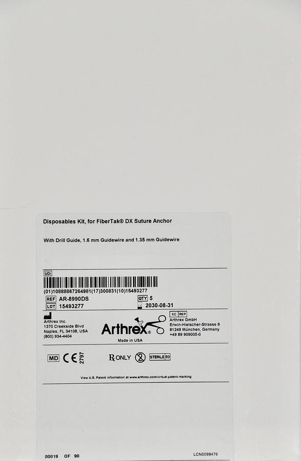 ARTHREX AR-8990DS Arthroscopic Disposables Kit, In-Date, Box of 5
