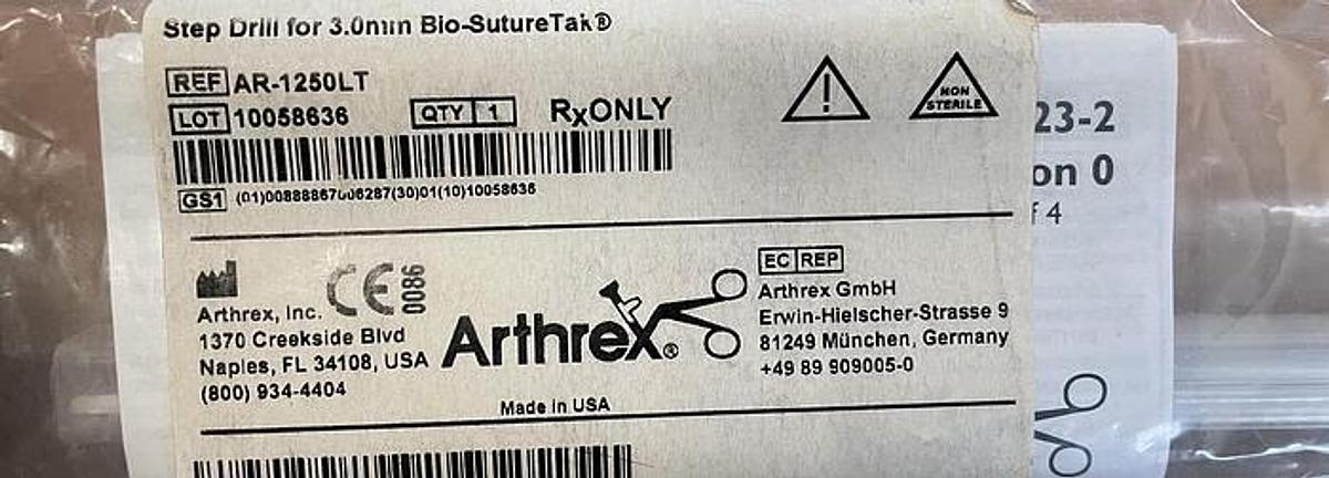 ARTHREX AR-1250LT STEP DRILL FOR 3.0MM BIO-SUTURE TAK, BRAND NEW