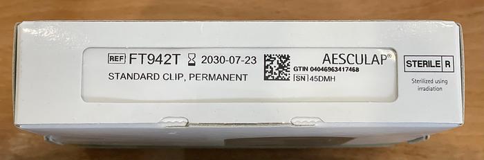 AESCULAP FT942T YASARGIL ANEURYSM CLIP STANDARD CLIP, PERMANENT, IN-DATE, BRAND NEW