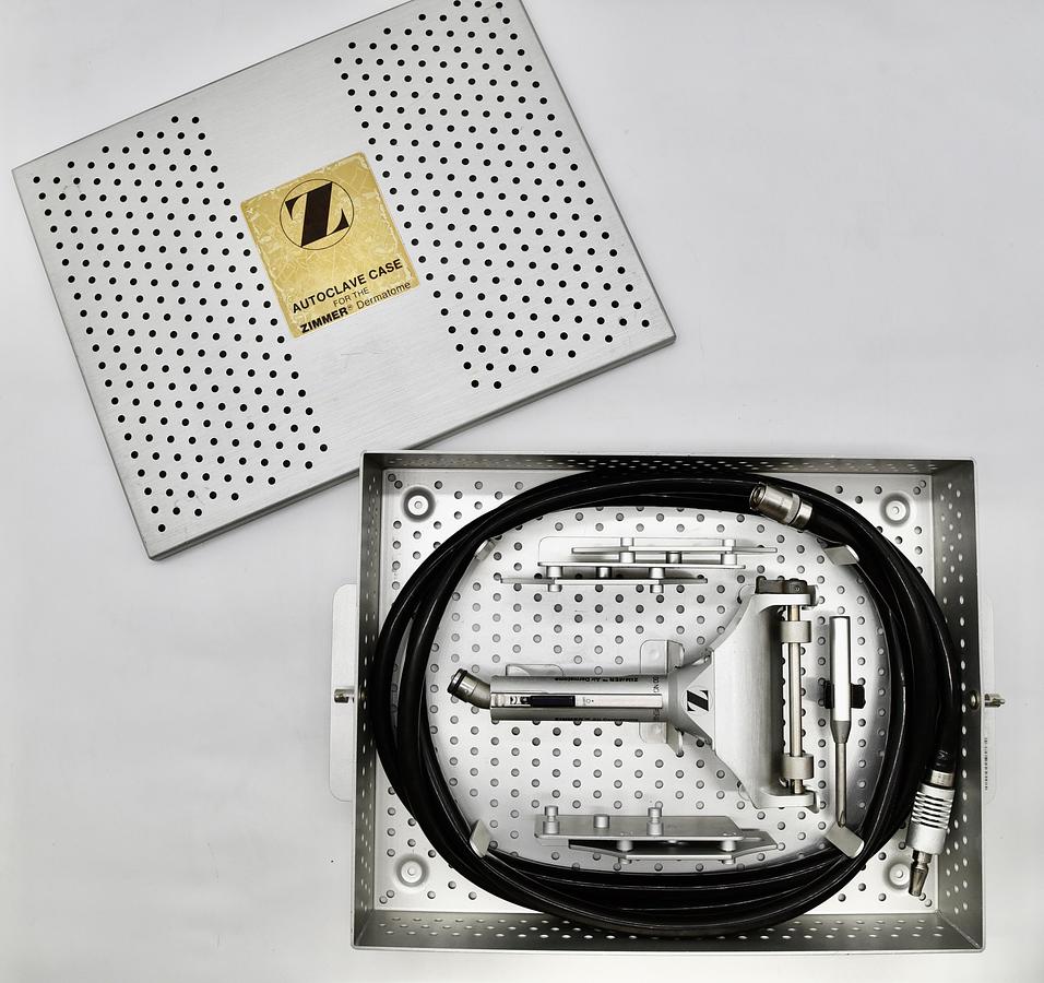Used Zimmer 8801-01 Air Dermatome Set Precision Skin Grafting System with Width Plate Blades and 5052-10 Hose