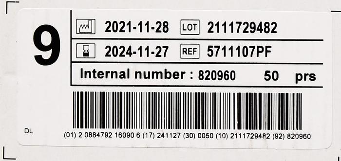 ANSELL 5711107PF ENCORE PERRY STYLE 42 PF SURGICAL GLOVES, SIZE 9, 50 PAIRS/BOX