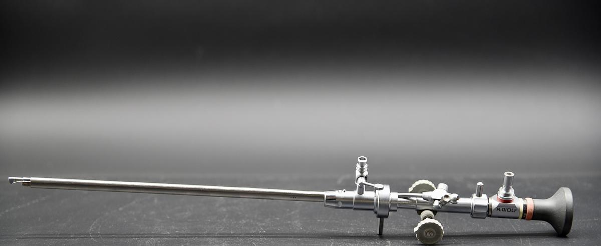 Used Richard Wolf 8650.405 Panoview Plus 70° x 4mm Rigid Arthroscope with Urology Deflecting Bridge 8962.29 and 8962.11 Cystoscope Outer Sheath 8962.11