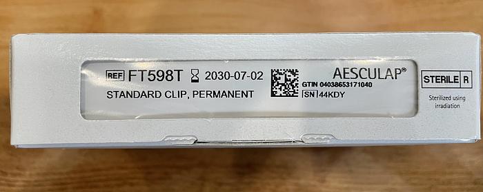 AESCULAP FT598T YASARGIL ANEURYSM CLIP STANDARD CLIP, PERMANENT, IN-DATE, NEW