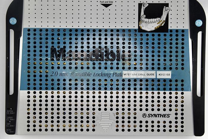 Used SYNTHES ,AMDIBLE 2.0MM MADIBLE LOCKING PLATE INSTRUMENT SET 