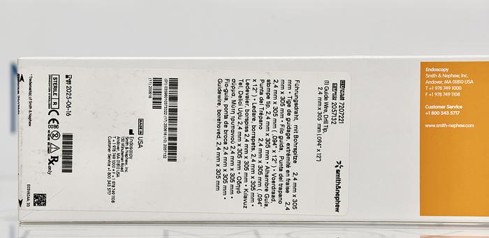 SMITH&NEPHEW 7207221 GUIDE WIRE, DRILL TIP, 2.4 MM X 305 MM (.094"X12"), IN-DATE, NEW