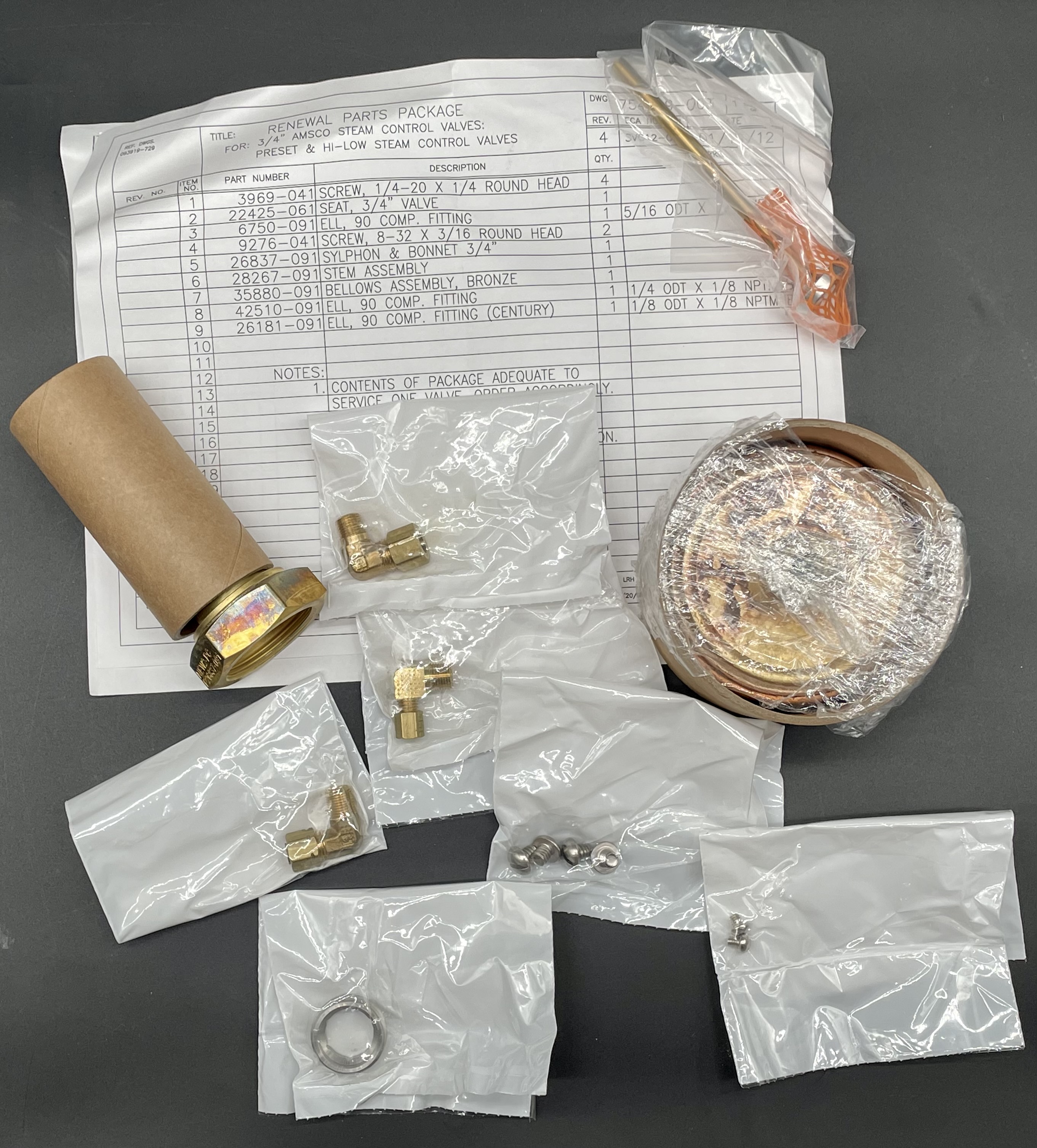 Steris P754359-003 Pressure-Reducing Valve Repair Kit