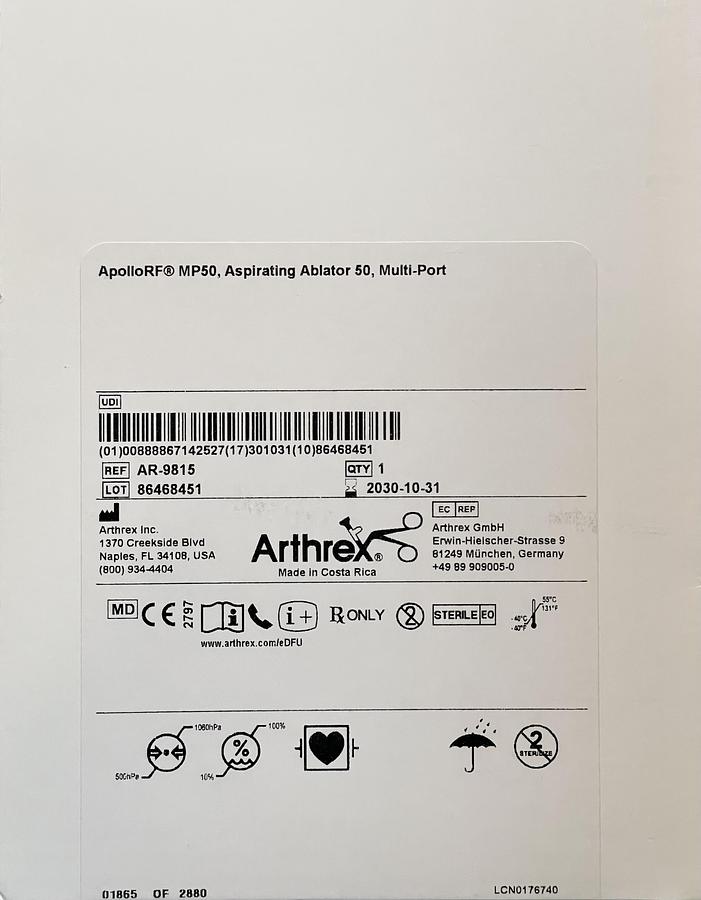 ARTHREX AR-9815 Apollo RF 50° Bipolar Electrosurgical Electrode