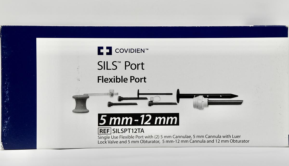 SILSPT12TA - COVIDIEN SILS PORT FLEXIBLE PORT, 5MM-12MM, SINGLE USE FLEXIBLE PORT WITH (2)5MM CANNULAE, 5MM CANNULA WITH LUER LOCK VALVE AND 5MM OBTURATOR, 5MM-12MM CANNULA AND 12MM OBTURATOR