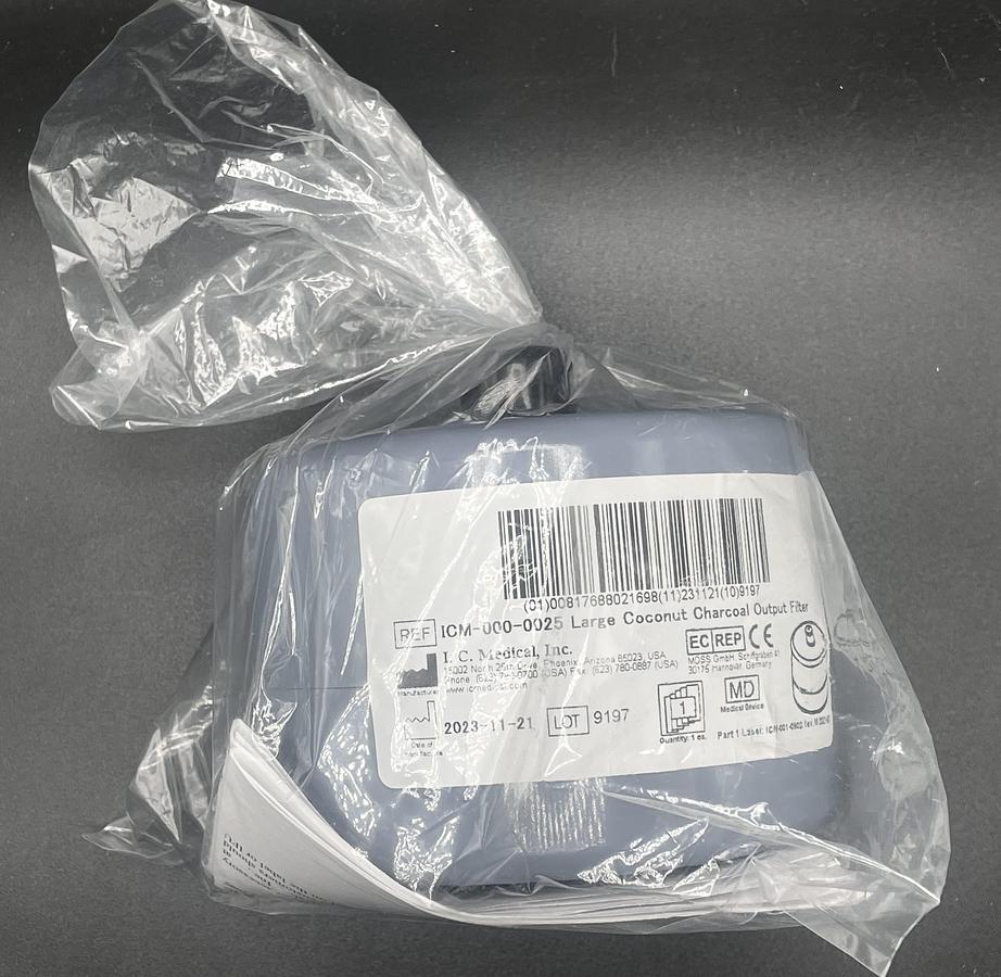 I.C. Medical ICM-000-0025 Large Coconut Charcoal Output Filter, NEW