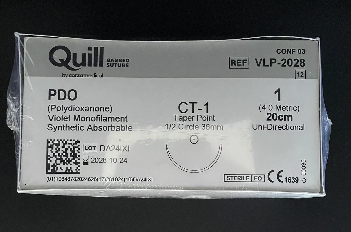 Corza Medical VLP-2028 Quill PDO Barbed Suture Size 1 (4.0 Metric) 20cm Uni-Directional, In-Date, 12/Per Box