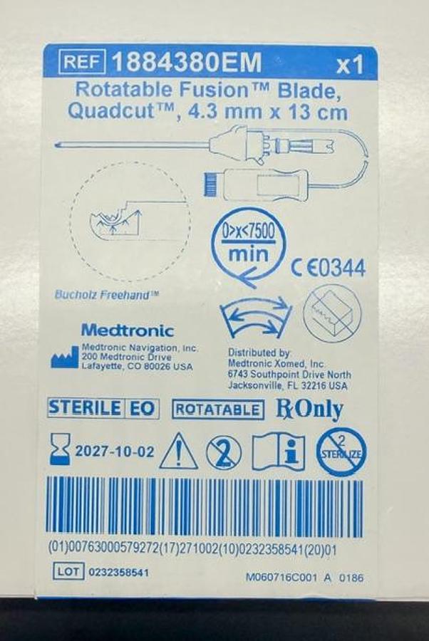 MEDTRONIC XOMED 1884380EM Quadcut ENT Bur