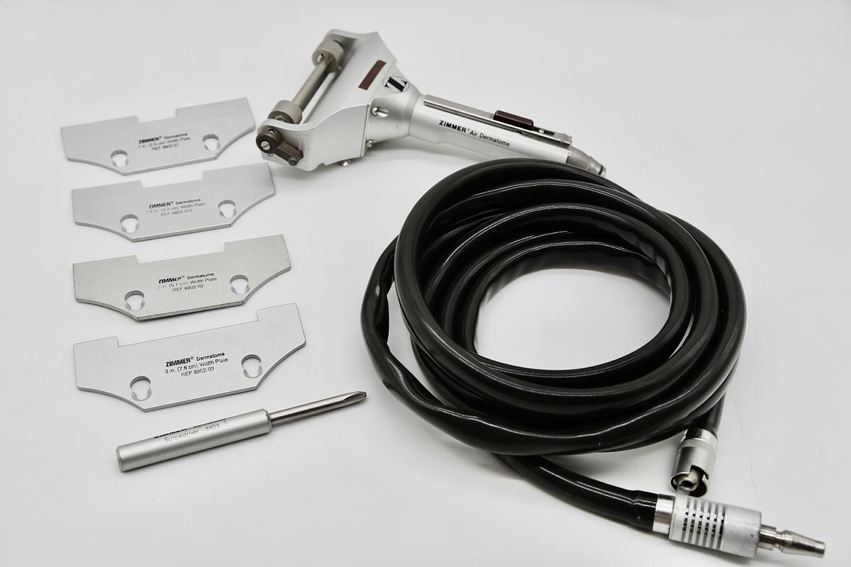 Used Zimmer 8801-01 Air Dermatome Set Precision Skin Grafting System with Blades and Hose