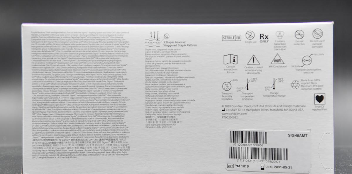 In-Date Covidien AutoSuture Reloads SIG45AMT Medtronic Signia Tri-Staple 2.0 Reload, 45mm Medium/Thick Tissue, Purple box of 6