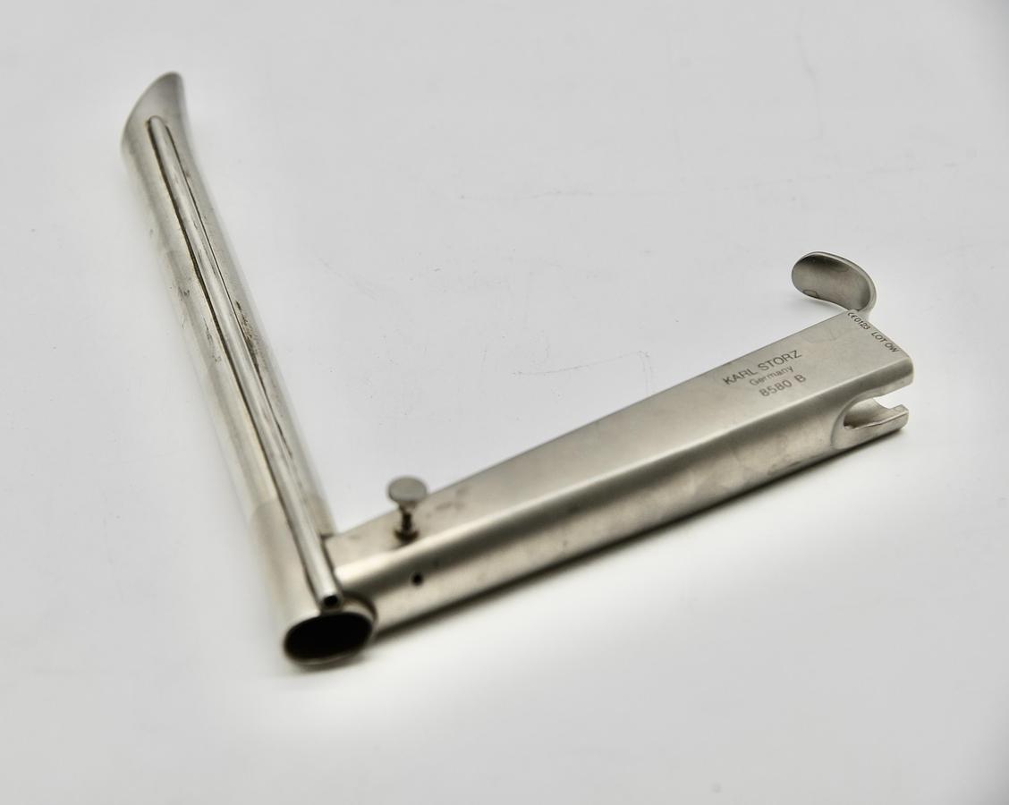 Used KARL STORZ 8580B SURGICAL ADULT SIZE HOLINGER ANTERIOR COMISSURE LARYNGOSCOPE