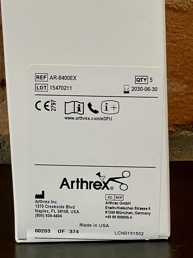 Arthrex AR-8400EX Excalibur Arthroscopic Shaver Blade 4.0mm x 13cm, In-Date, 5 Per Box