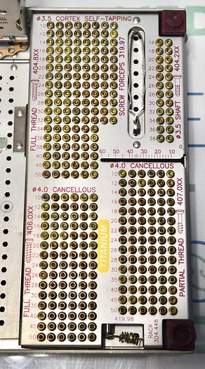 Used Synthes Small Fragment Instrument and Titanium Implant Set – LC –DCP, with Self-Tapping Screws 145.448