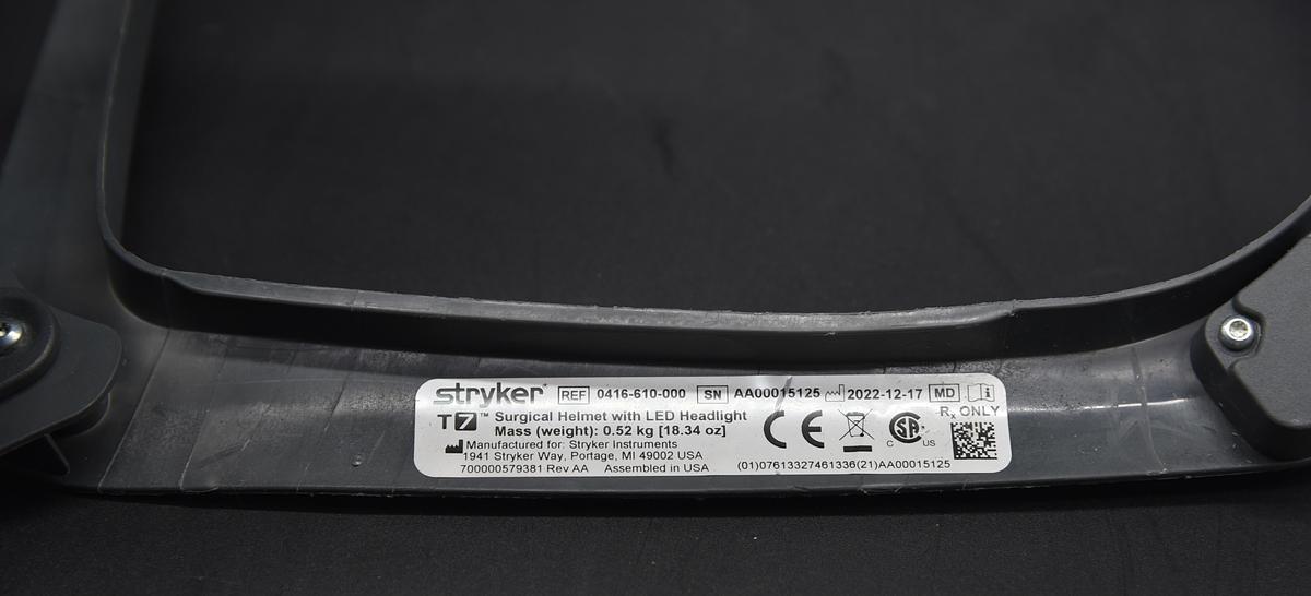 Used STRYKER 0416-610-000 T7 Surgical Helmet with LED Headlight