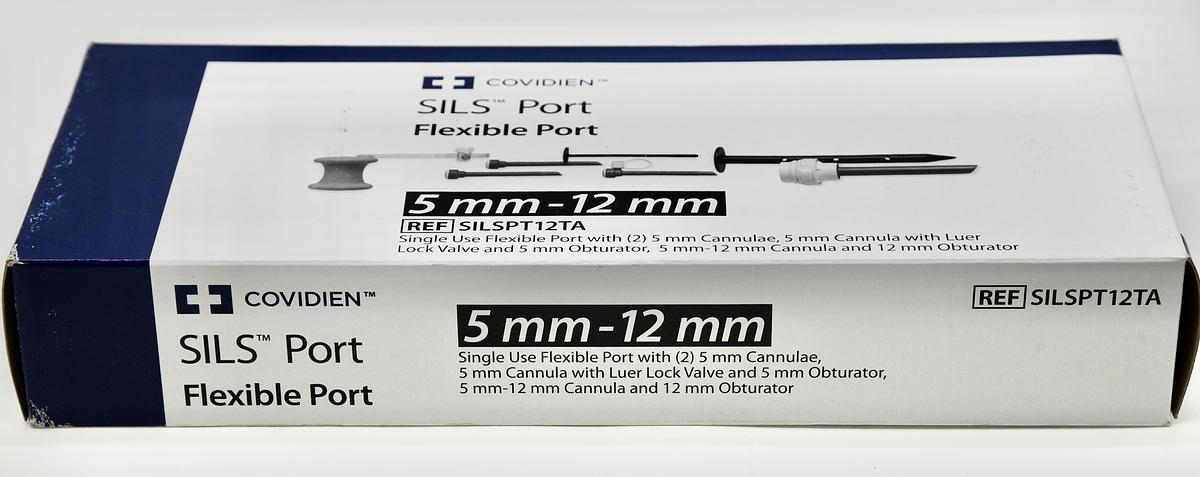 SILSPT12TA - COVIDIEN SILS PORT FLEXIBLE PORT, 5MM-12MM, SINGLE USE FLEXIBLE PORT WITH (2)5MM CANNULAE, 5MM CANNULA WITH LUER LOCK VALVE AND 5MM OBTURATOR, 5MM-12MM CANNULA AND 12MM OBTURATOR