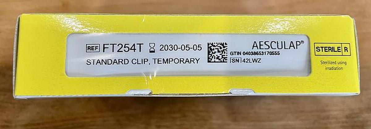 AESCULAP FT254T YASARGIL ANEURYSM CLIP STANDARD CLIP, TEMPORARY, EXP 05/2030