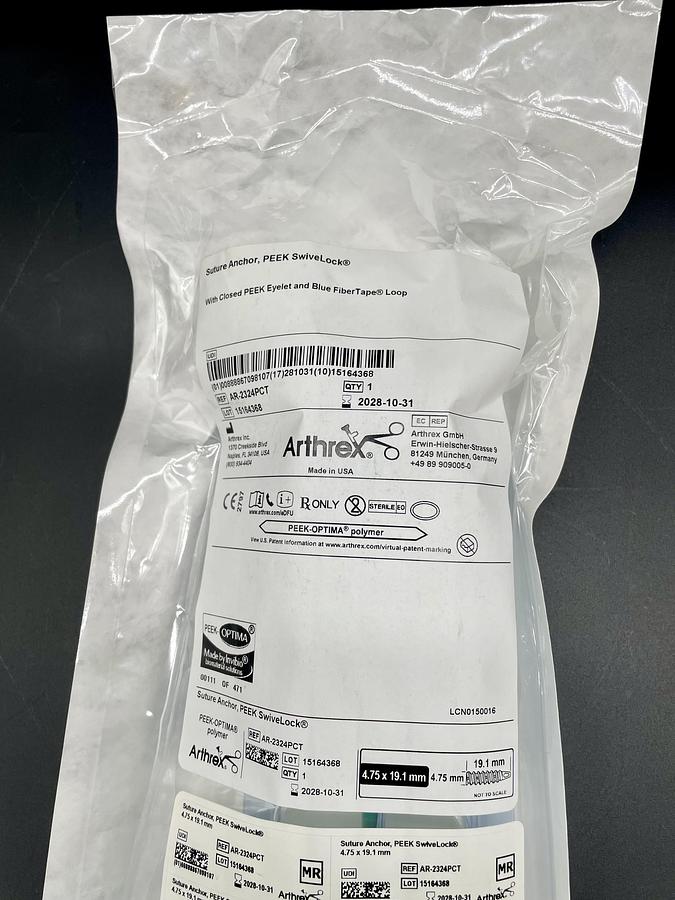 Arthrex AR-2324PCT PEEK SwivelLock FT Bone Anchor 4.75x19.1mm