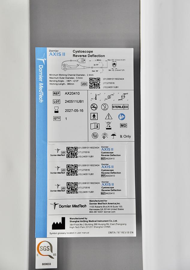 Refurbished AX20411: Dornier AXIS II CYSTO Flexible Cystoscope 180° / 210° 380mm