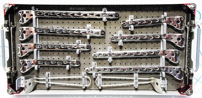 Used LOCKING PERIARTICULAR PLATING SYSTEM 4.5MM LCP CONDYLAR PLATES