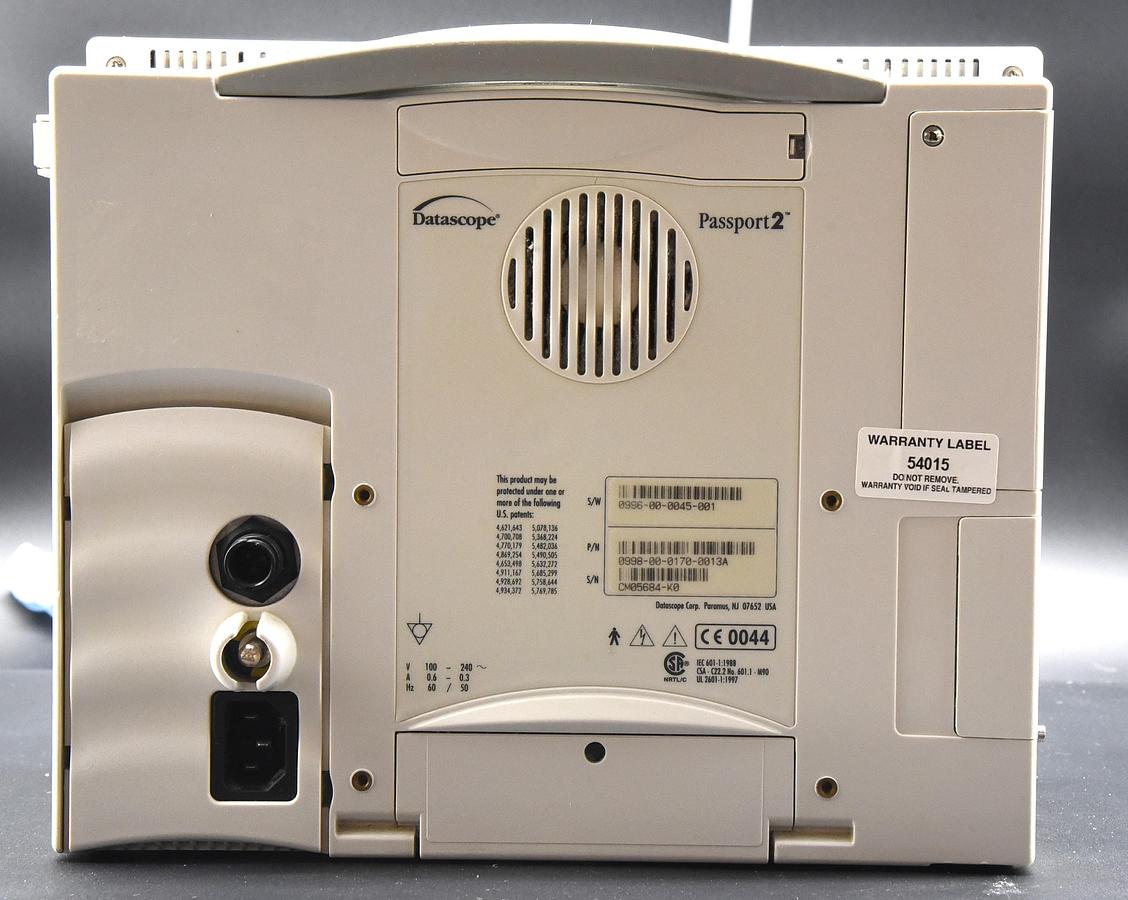 Used Datascope Passport 2 Multiparameter Patient Monitor, Spo2, NIBP, TEMP, ECG Patient Monitor, P/N 0998-00-0170-0013A