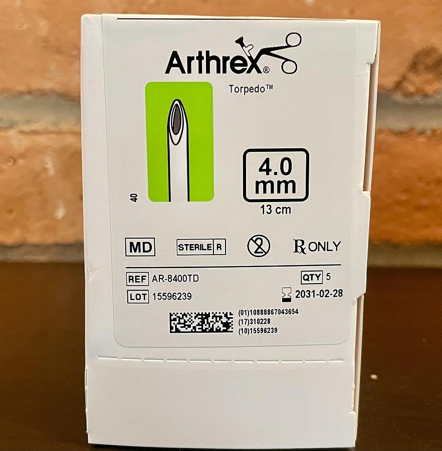 Arthrex AR-8400TD Torpedo Arthroscopic Shaver Blade 4.0mm x 13cm, In-date, 5 Per Box