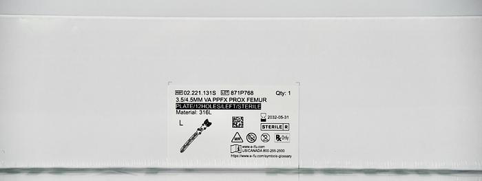 DEPUY SYNTHES 3.5/4.5MM VA PPFX PROX FEMUR PLATE/12 HOLES/LEFT/STERILE, MATERIAL 316L, REFERENCE 02.221.131S, LONG-DATED