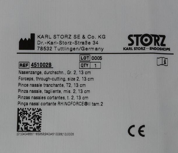 Storz 451002B ENT RHINOFORCE BLAKESLEY NASAL FORCEPS STRAIGHT