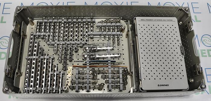 Used Synthes 105.434 Locking Small Fragment LCP Instrument and Implant Set, with Self-Tapping Screws