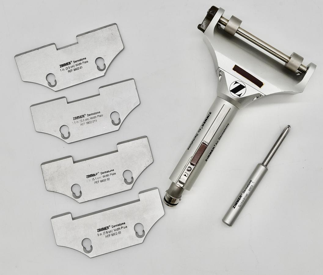 Used Zimmer 8801-01 Air Dermatome Set Precision Skin Grafting System with Blades and Hose