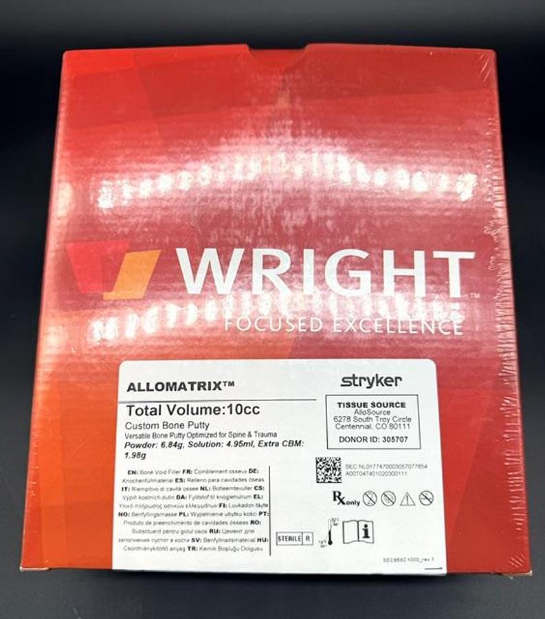 WRIGHT MEDICAL 86XC1000 ALLOMATRIX Custom Bone Putty 10cc, In-Date