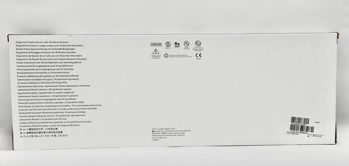 COVIDIEN PROTACK FIXATION DEVICE WITH 30 HELICAL FASTENERS, 5MM [EACH], REF 174006, INDATE