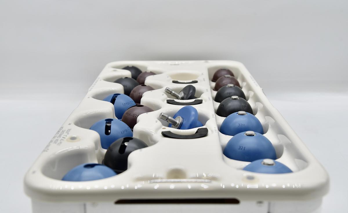 Used Stryker Trident Constrained Acetabular Insert Instruments Tray, All-Poly Constrained Insert Trials