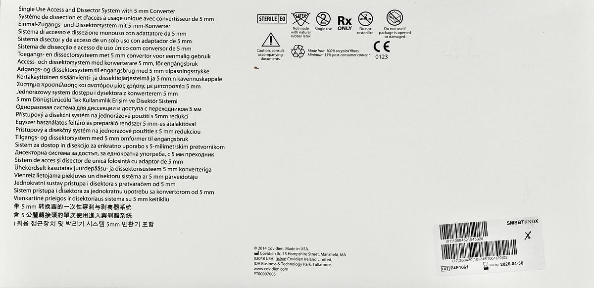 COVIDIEN SMSBTRNDX SPACEMAKER PRO ACCESS AND DISSECTOR SYSTEM 10 MM - 12 MM WITH 5 MM CONVERTER