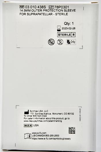 DEPUY SYNTHES 14.5MM OUTER PROTECTION SLEEVE FOR SUPRAPATELLAR - STERILE, REFERENCE 03.010.438S