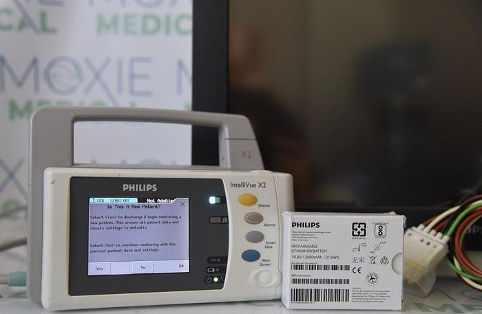 Used PHILIPS INTELLIVUE MX800 WITH INTELLIVUE X2 PATIENT MONITOR MODULE