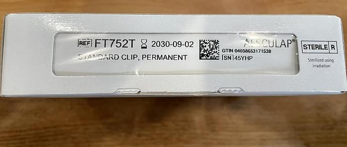 AESCULAP FT752T YASARGIL ANEURYSM CLIP STANDARD CLIP, PERMANENT, IN-DATE, BRAND NEW