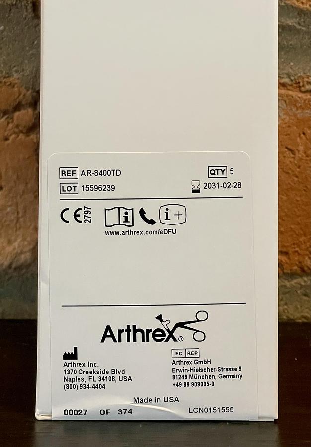 Arthrex AR-8400TD Torpedo Arthroscopic Shaver Blade 4.0mm x 13cm, In-date, 5 Per Box