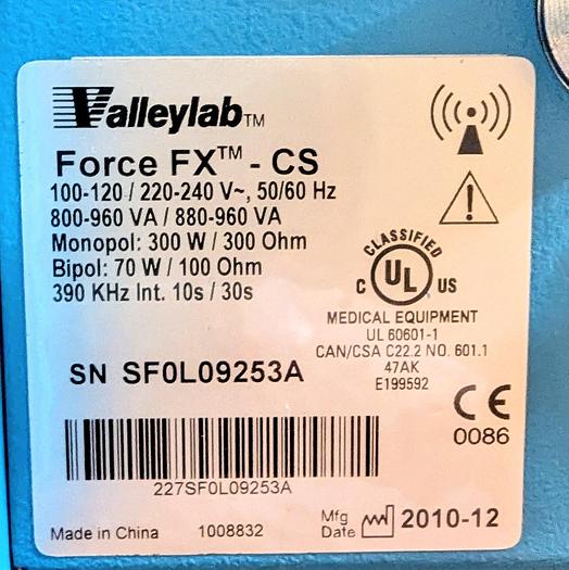 Used VALLEYLAB FORCE FX-C FORCE FX-C