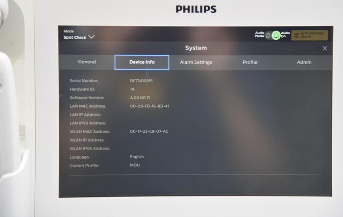 Used Philips Early Vue VS30 863380 Monitor with Temp Scanner, SPO2, NBP, CO2, & Printer