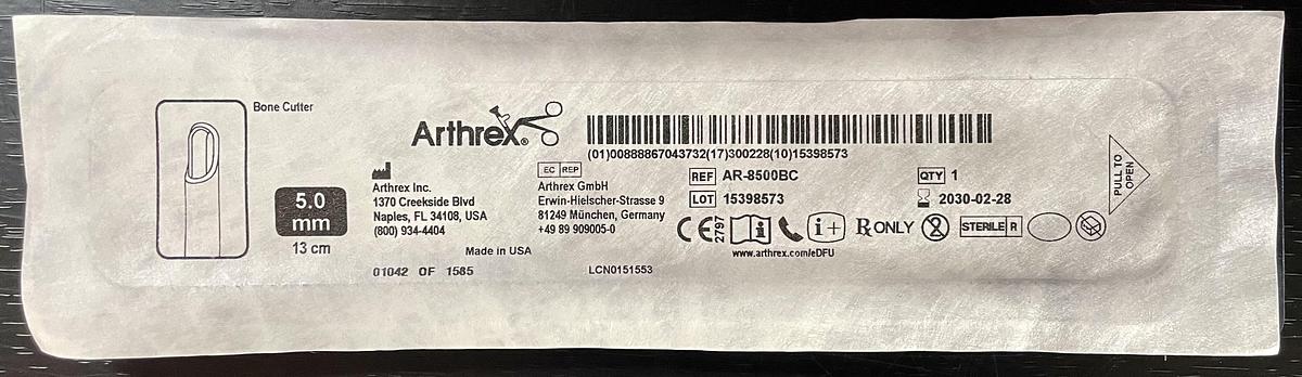 Arthrex AR-8500BC Bone Cutter 5.0mm x 13cm