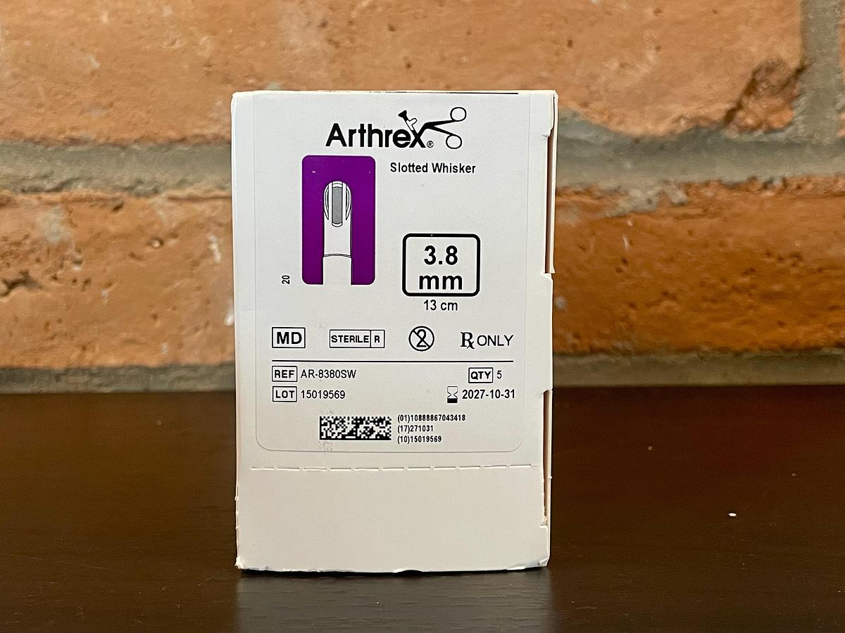 Arthrex AR-8380SW Slotted Whisker Shaver Blade 3.8mm x 13cm, In-Date, 5 Per Box