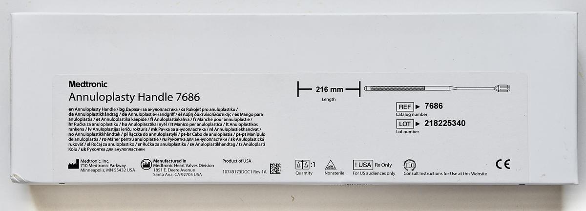Medtronic 7686 Heart Valve Prosthesis Sizer Handle Annuloplasty 29L