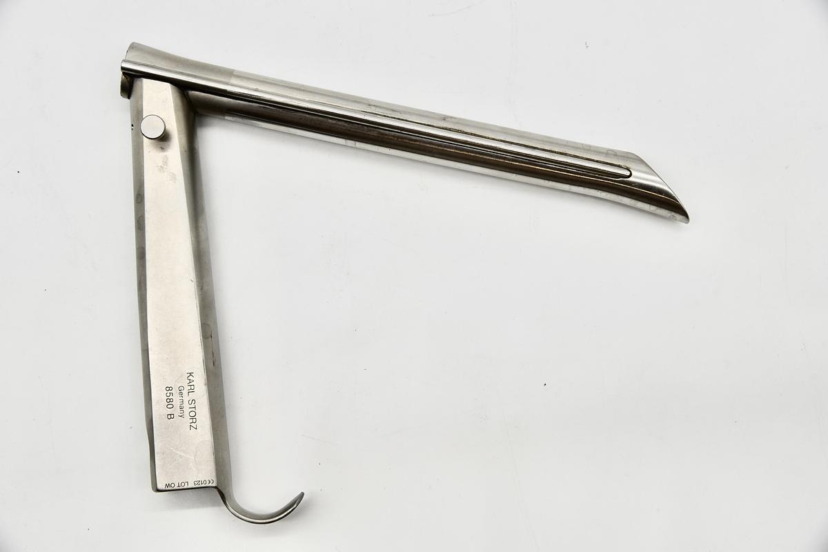 Used KARL STORZ 8580B SURGICAL ADULT SIZE HOLINGER ANTERIOR COMISSURE LARYNGOSCOPE