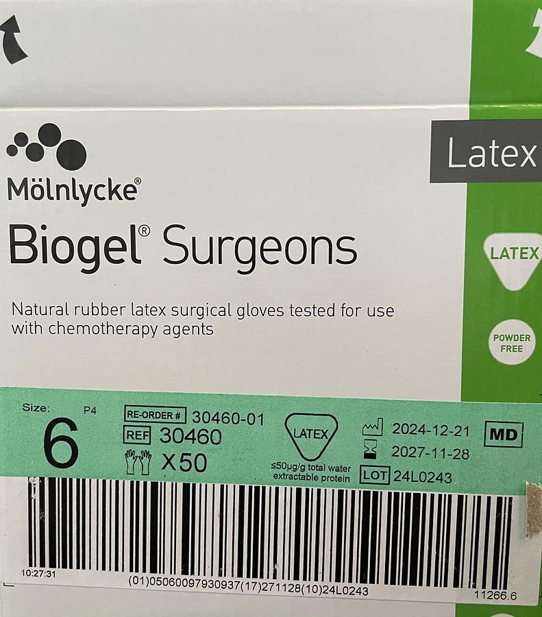 Mölnlycke 30460 Biogel Surgeons Gloves Size 6.0 - 50 Pairs